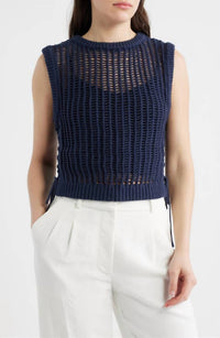DELUC Lipari Sleeveless Knit Vest in blue - women's sweater