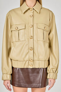 Endless Rose - Faux Leather Buttons Jacket