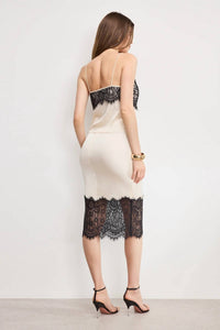 Good American - Satin Lace Slip Midi Skirt