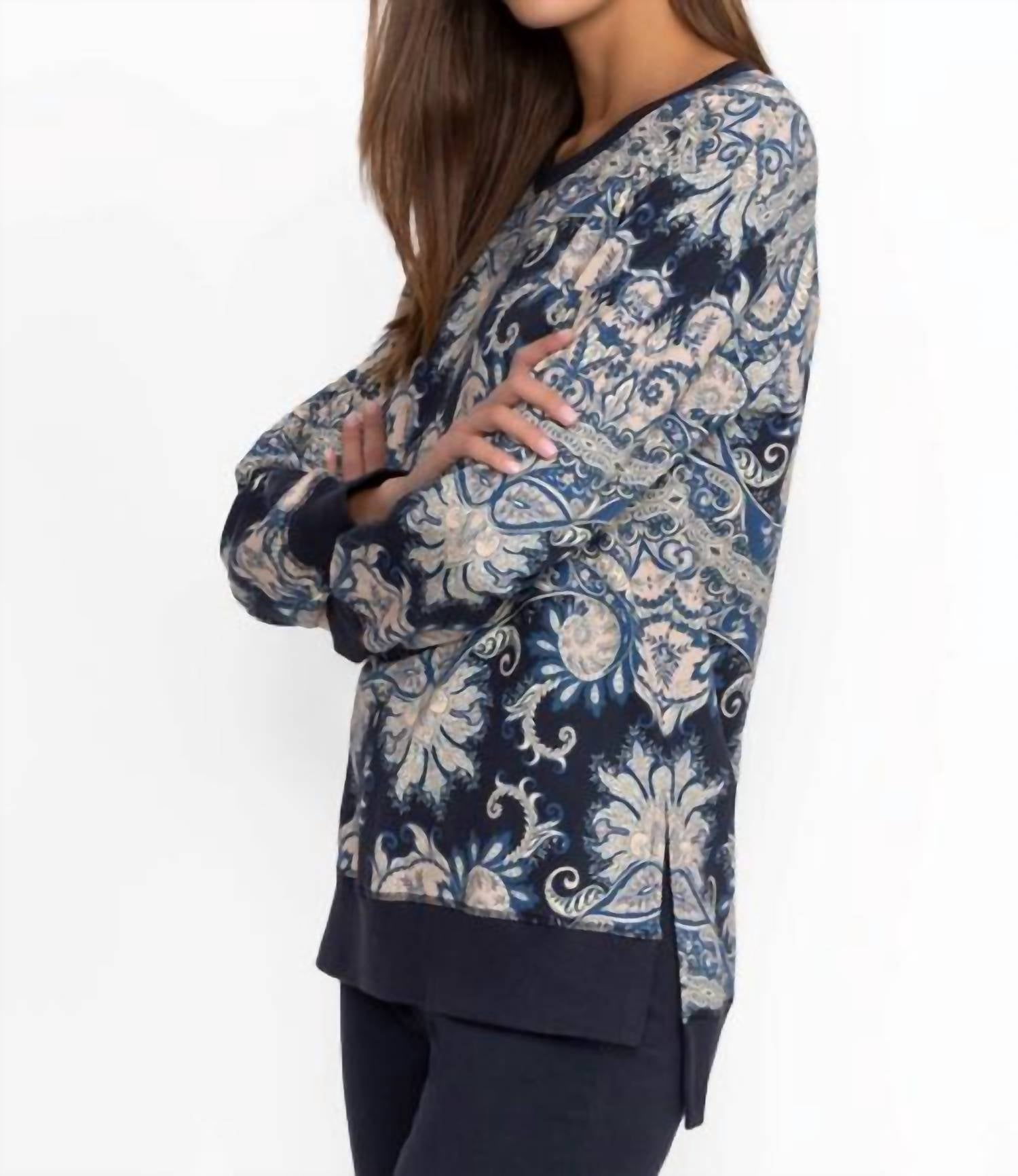 Johnny Was - HIGH LOW CREW NECK SWEATSHIRT