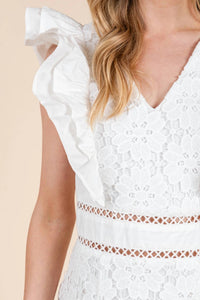 Tcec - Floral Lace Ruffle Mini Dress