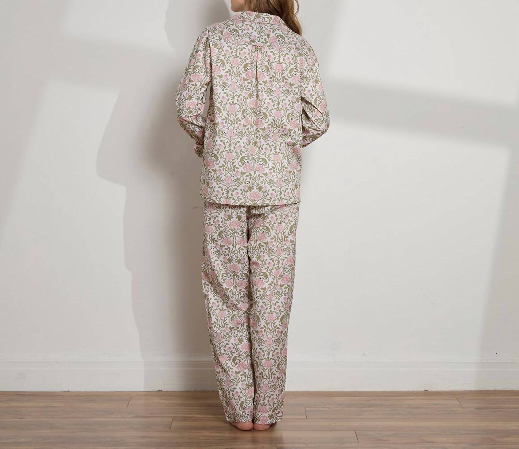 The Sleep Code - Women's Printed Floral Cotton Long Pj Set