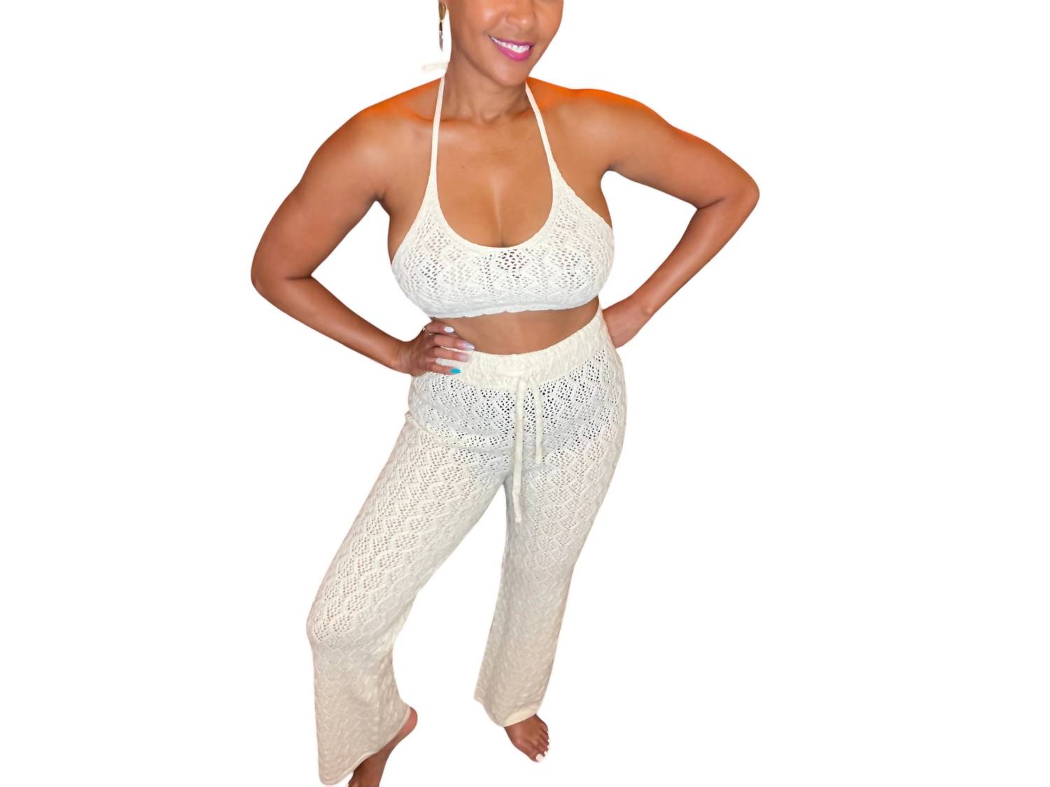 Cqbycq - Halter Crochet Two Piece Set