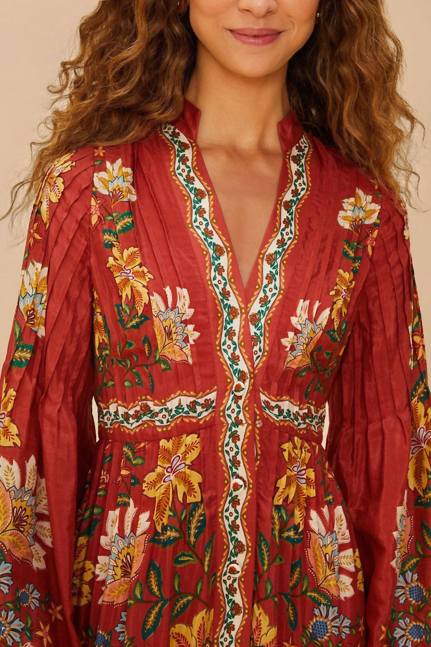 Farm Rio - Garden Delight Long Sleeve Midi Dress