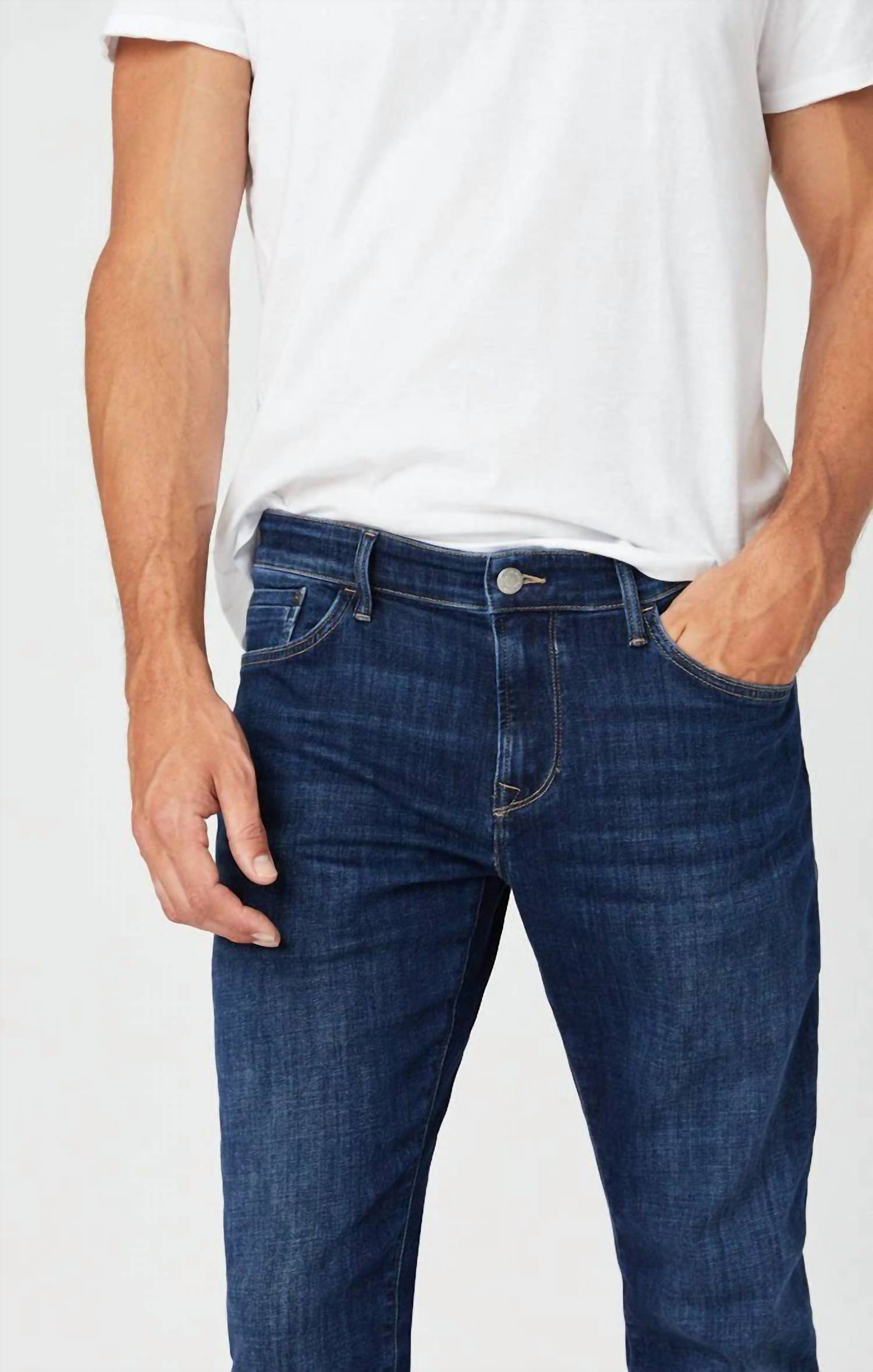 mavi Zach Straight Leg Denim Jeans in dark feather blue - men's jeans - detail view