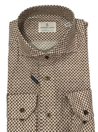 Emanuel Berg Men's Long Sleeve Button Down Shirt in brown - men's shirt - detail view
