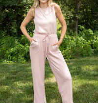DAVI & DANI Petal Sleeveless Jumpsuit in pink - women's pants