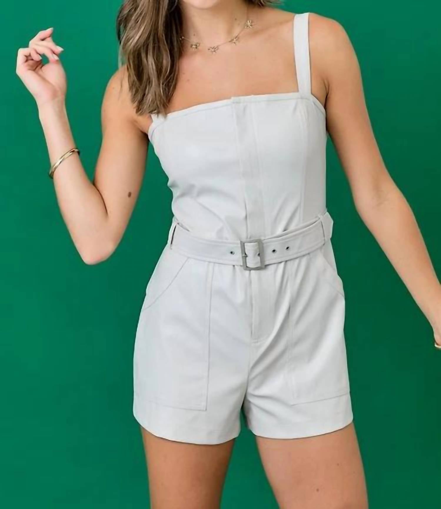 Day + Moon - Sleeveless Romper With Belt