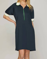 She + Sky - Short Sleeve Half Zip Dress