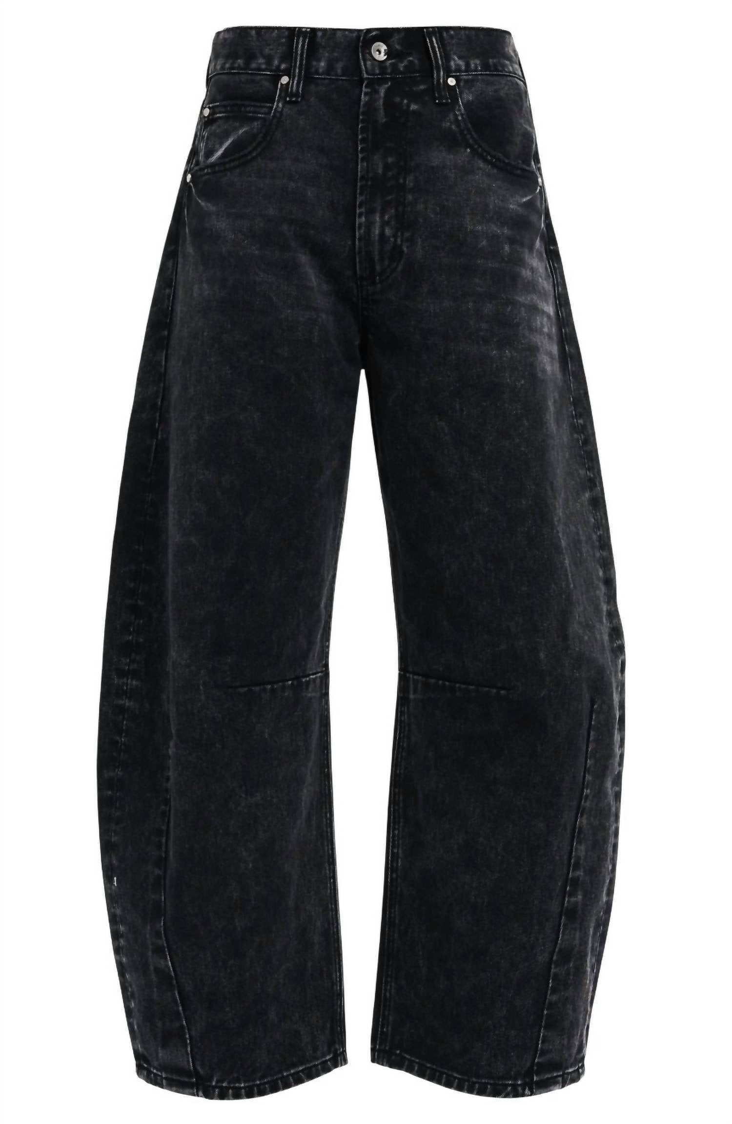 Bayeas - Darted Super High Waist Barrel Jeans