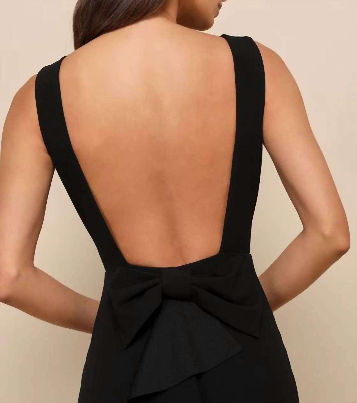 Lulus Exquisite Refinement Backless Bow Ruffled Maxi Dress in black - women's dress - view 5