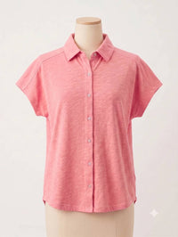 Elliott Lauren - Women's Button Front Tee With Collar