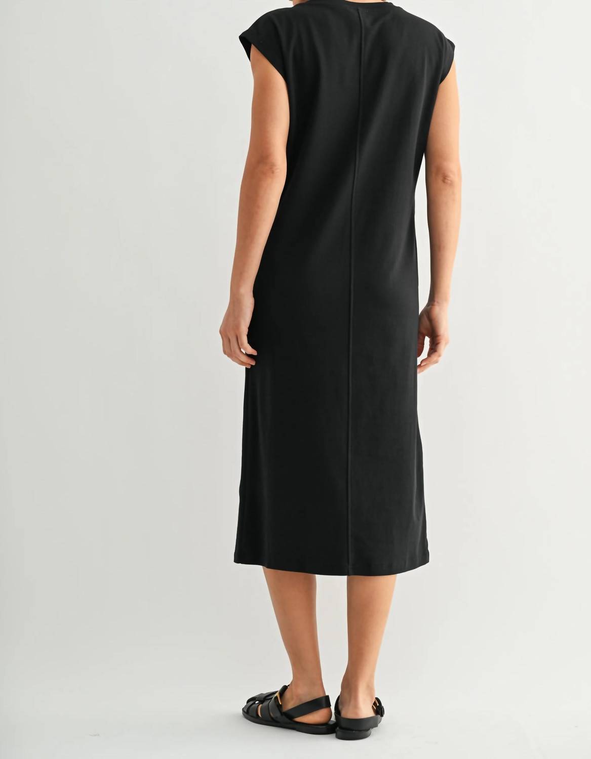 Fun 2 Fun - Pleated Shoulder Jersey Knit Dress