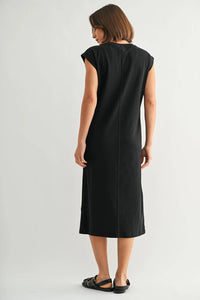 Fun 2 Fun - Pleated Shoulder Jersey Knit Dress