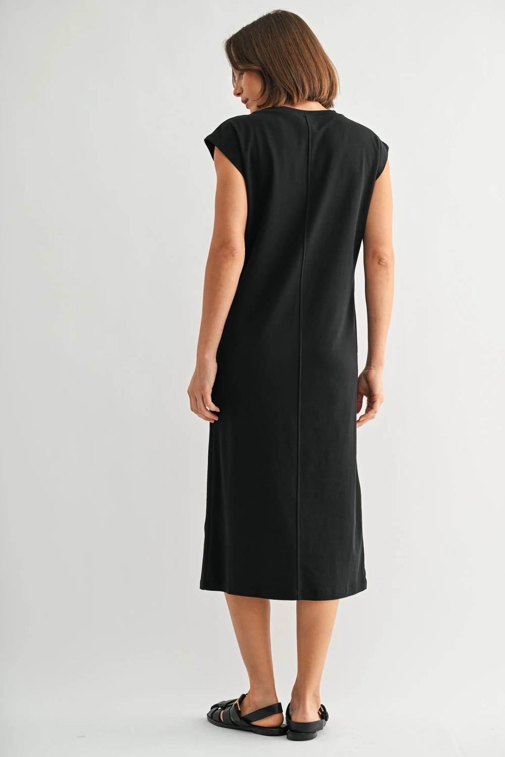 Fun 2 Fun - Pleated Shoulder Jersey Knit Dress