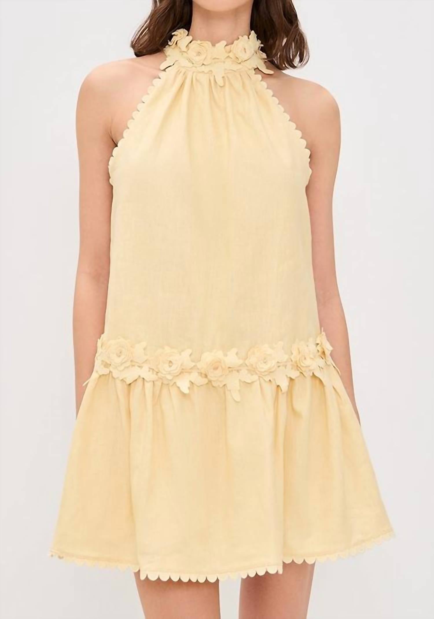 English Factory - Halter Neck Floral Detail Mini Dress