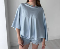 Loucia - Draped Poncho and Lace-Trim Short Set