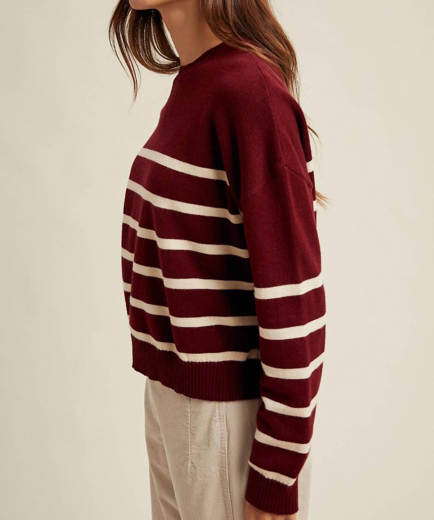 Wishlist - Striped Drop Shoulder Lightweight Sweater