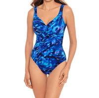 Miraclesuit Cloud Leopard Revele Underwire One Piece Swimsuit in blue - women's swimwear