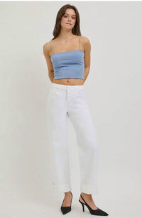 Risen - Tummy Control Slouchy Cropped Cuffed Hem Jeans