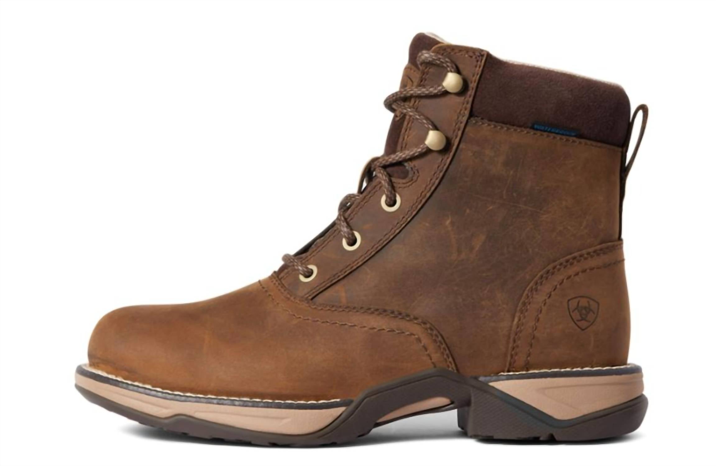 ARIAT Women's Anthem H20 Round Toe Lacer Boot in distressed brown - women's shoe