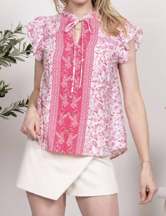 Blu Pepper - Crepe Button Top