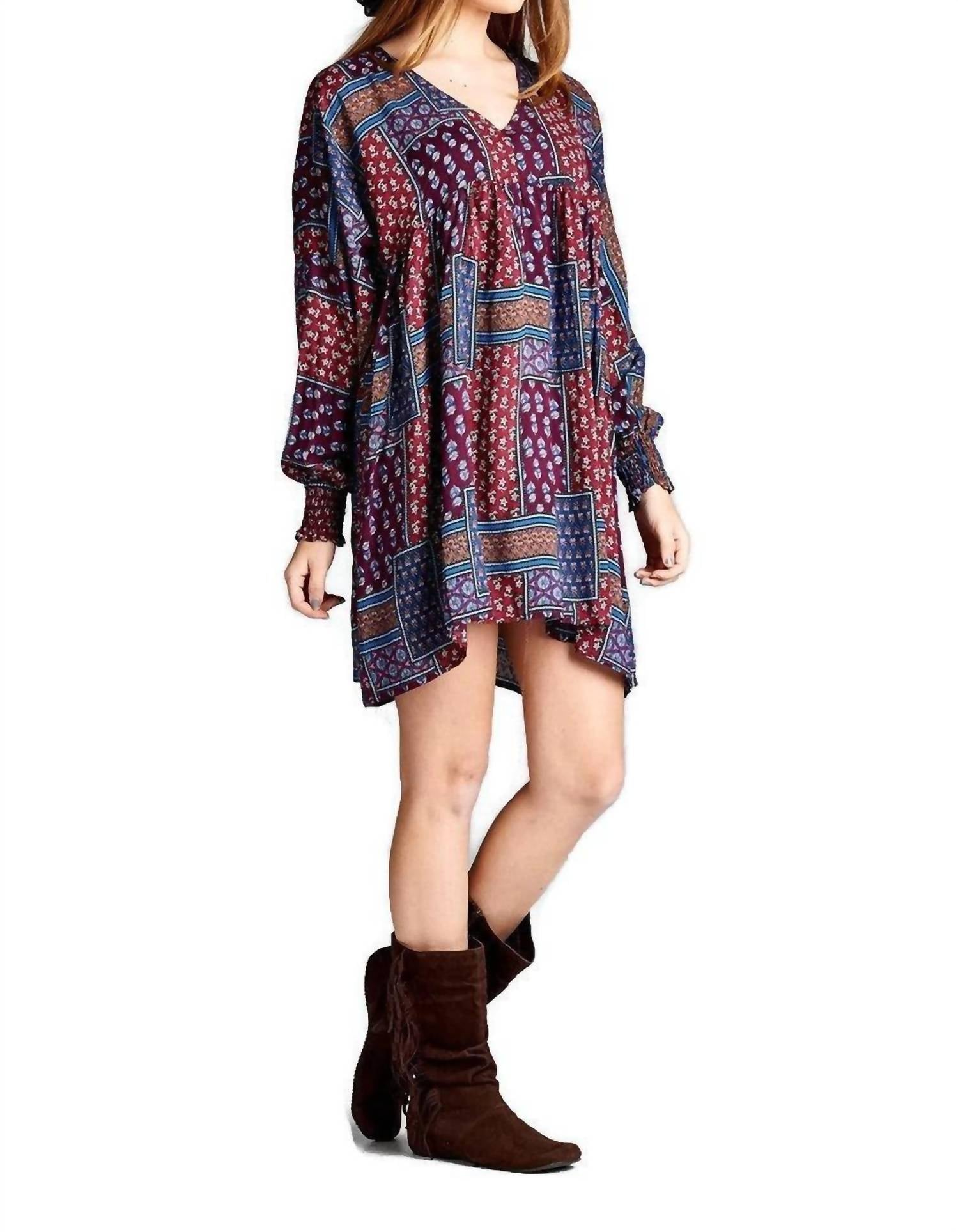 Velzera - Baby Doll Color Block Mini Dress