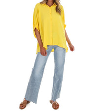 Day + Moon - Women's Fingers Crossed Oversized Button Down Top