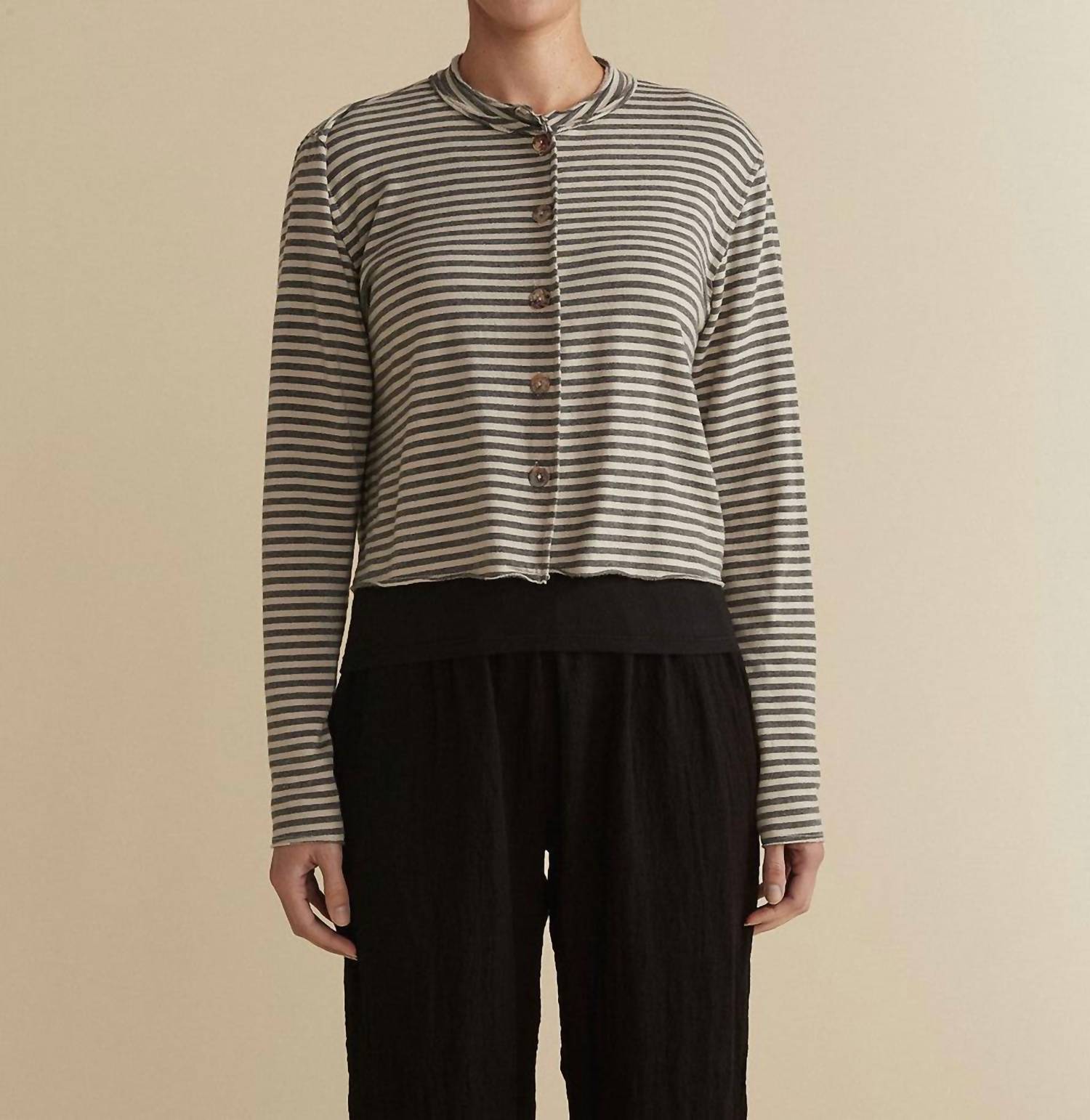 cut loose Stripe Crop Cardigan Top in moonbeam - women's cardigan