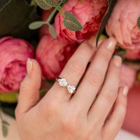 Starlette - Women's Bow Ring With Heart Cubic Zirconia Stones