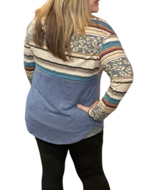 Honeyme - Denim Animal Print Hoodie