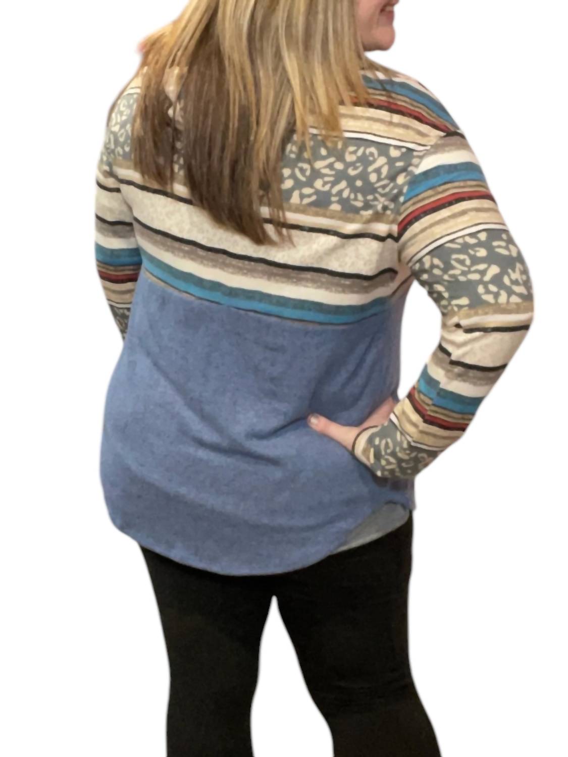 Honeyme - Denim Animal Print Hoodie