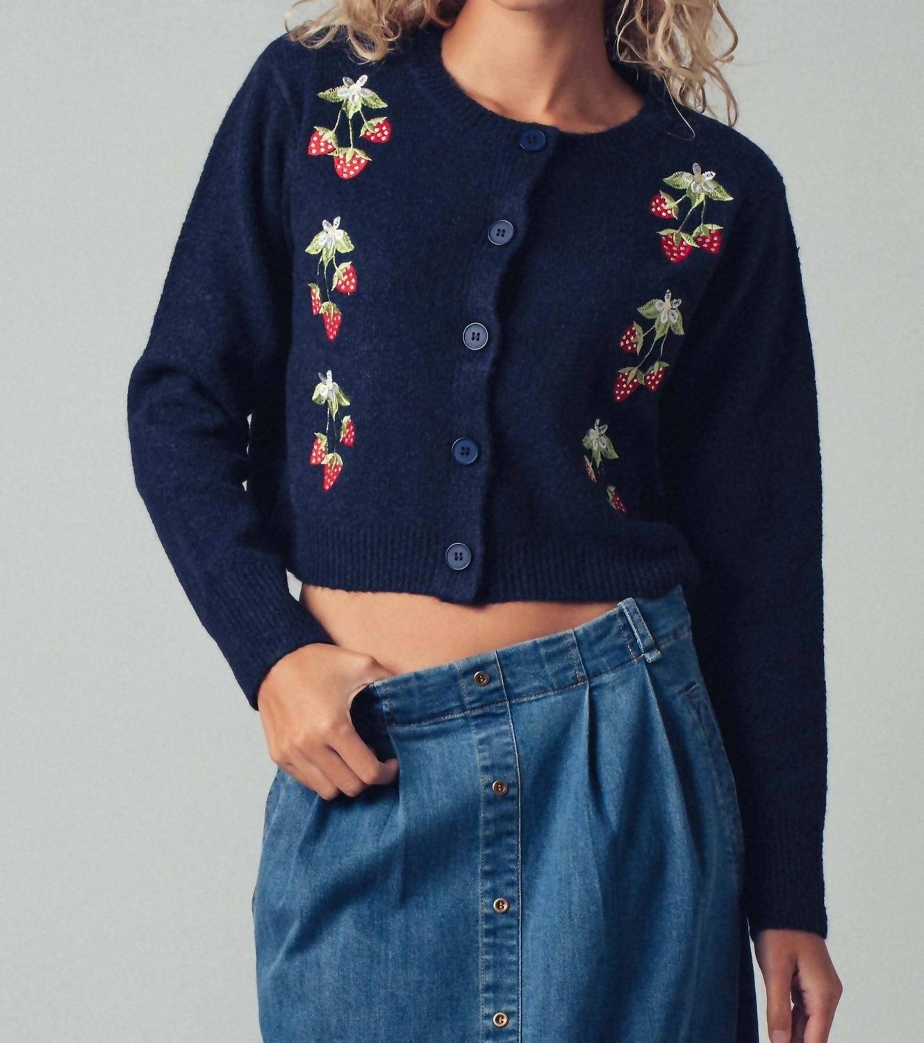 Urban Daizy - Katy Strawberry Knit Cardigan