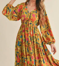 &Merci - Tiered Long Sleeve Midi Dress
