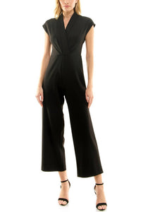 Nicole Miller - Women's Gathered Front Solid Scuba Jumpsuit