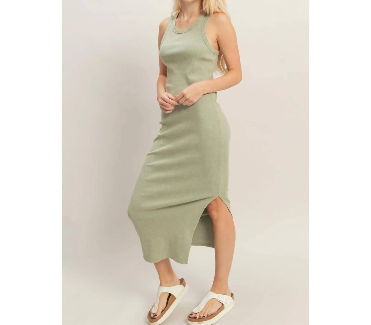 Hyfve - Acid Washed Ribbed Midi Tank Dress