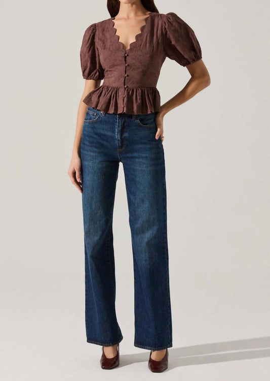 Astr - Arely Scalloped V-neck Peplum Top