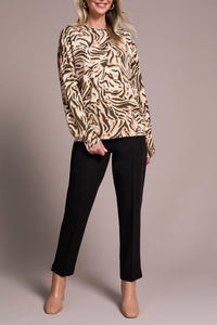 Tribal - Printed Long-Sleeve Funnel Neck Sweater