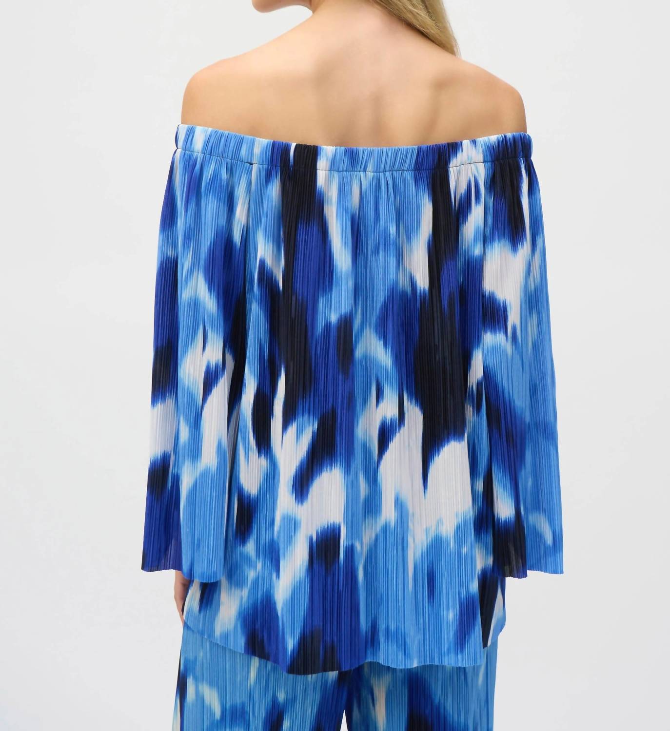 Joseph Ribkoff - Pleated Novelty Tropical Print Off-shoulder Top