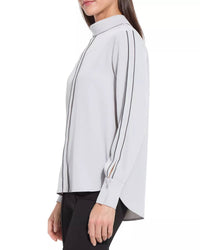 Lysse Lizandra Reversed Collar Blouse in pearl grey - women's blouse - alternate view