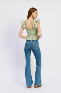 En Saison Rylee Peplum Top in sage green - women's blouse - alternate view
