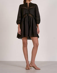 Elan - Quarter Sleeve Flowy Lace Dress