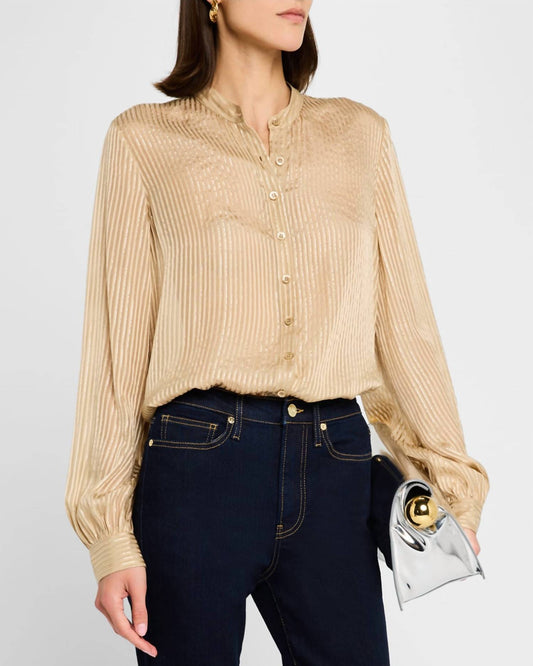 Frame - Collarless Lurex Blouse