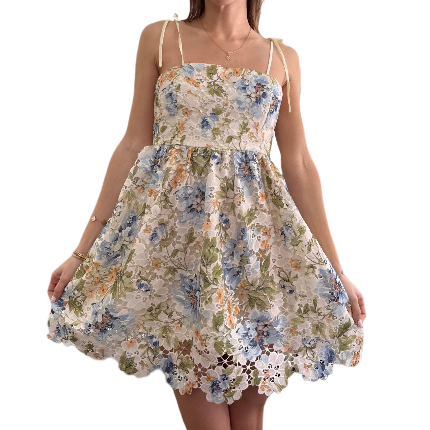 Main Strip - Floral Lace Mini Dress