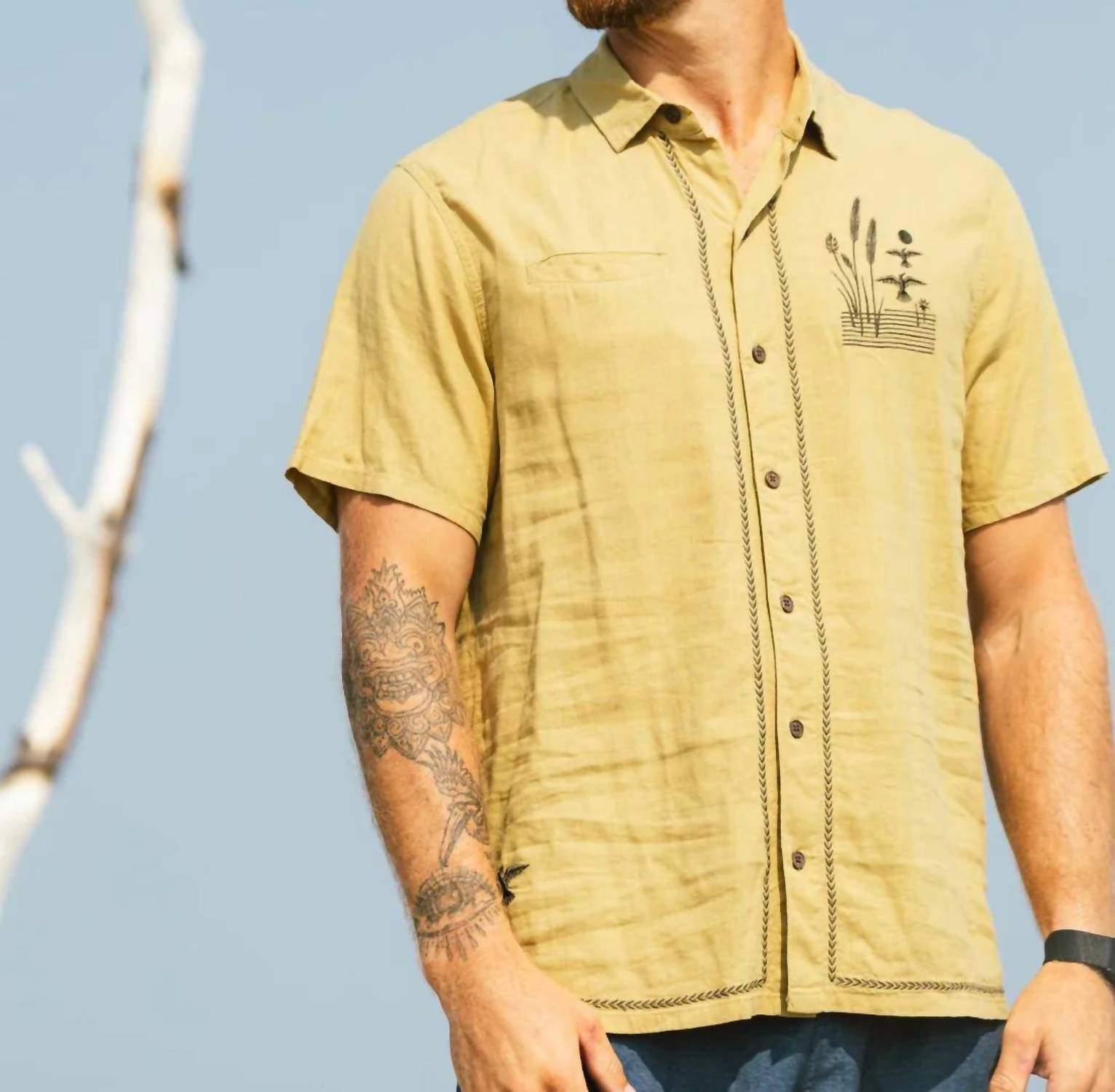 Jetty - Men's Marshall Embroidered Linen Shirt