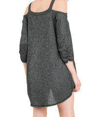 Umgee - Shirred Sleeve Cold Shoulder Tunic