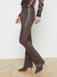 L'Agence RUTH STRAIGHT HEM JEAN in espresso coated - women's jeans - detail view