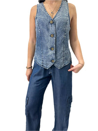 Red Haute - Button Down Denim Vest