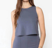 RIPLEY RADER Ponte Knit Tank Top in sea blue - women's tank top