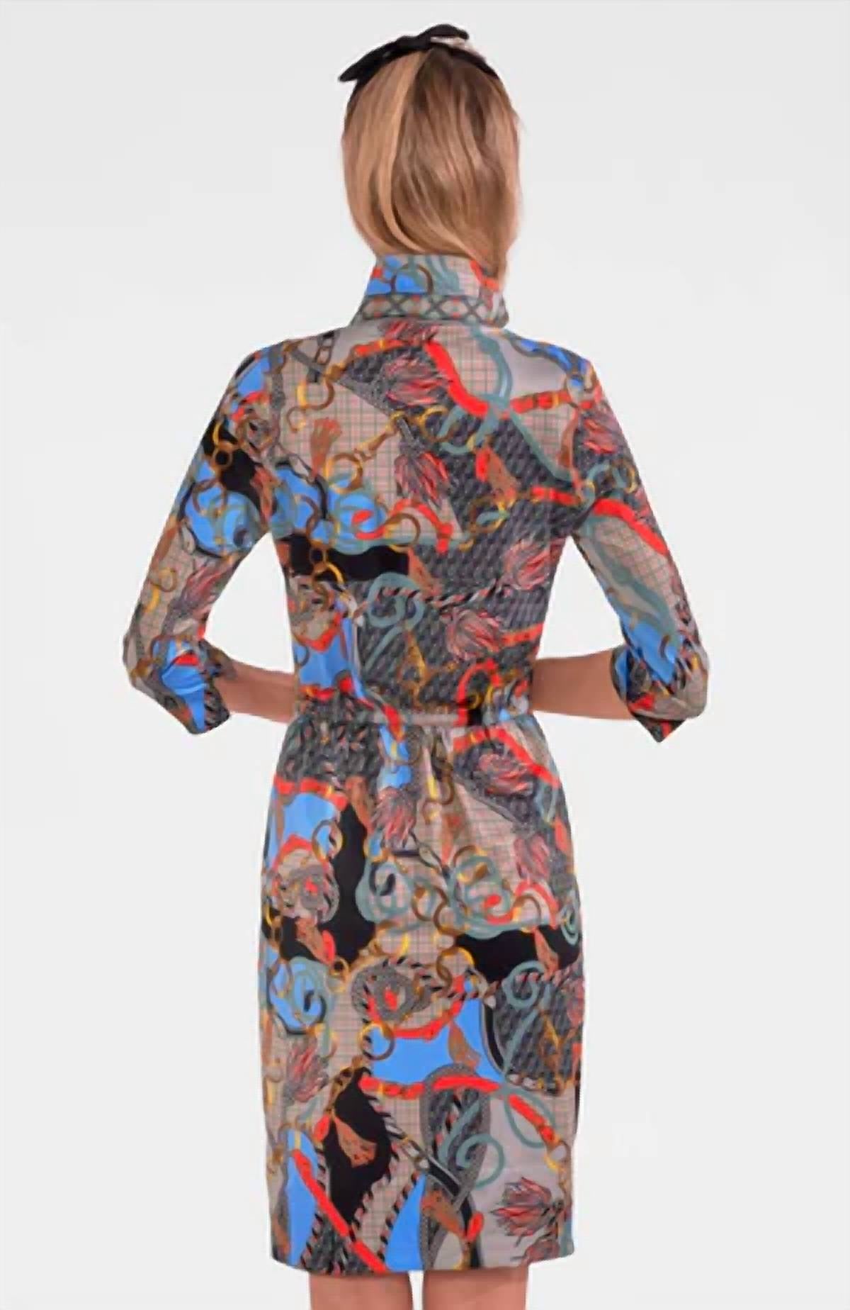 GRETCHEN SCOTT Twist & Shout Ditto Dress in tan periwinkle orange - women's dress - view 5